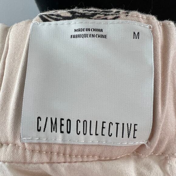 C/Meo Collective Beige Black Cotton Polka Dot Off The Shoulder Dress Size M - Picture 12 of 14